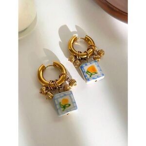 Lemon hoop earrings #2618